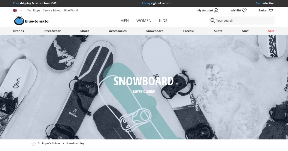 Blue Tomato Snowboard Size Calculator
