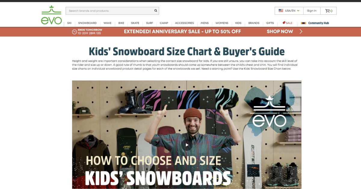 Evo Snowboard Size Calculator